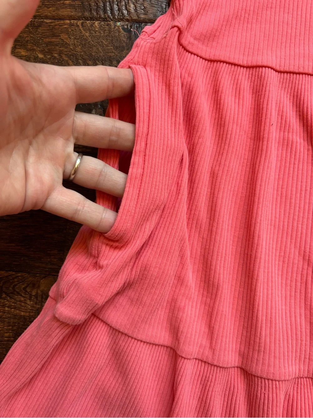 Girls old navy tiered coral pink short sleeve dress size large